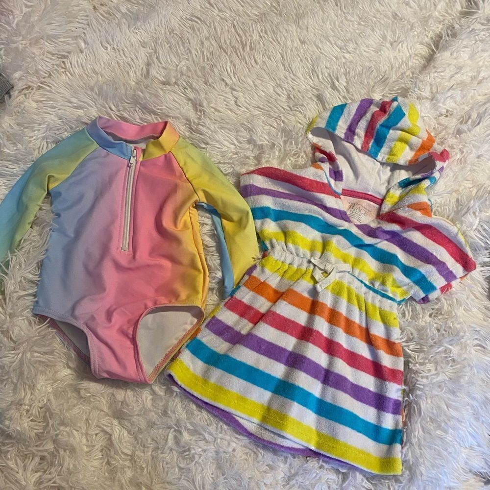 Children’s Place 6-9M Swim Coverup & *NWOT* Shein 6-12M Swim Rash Guard
